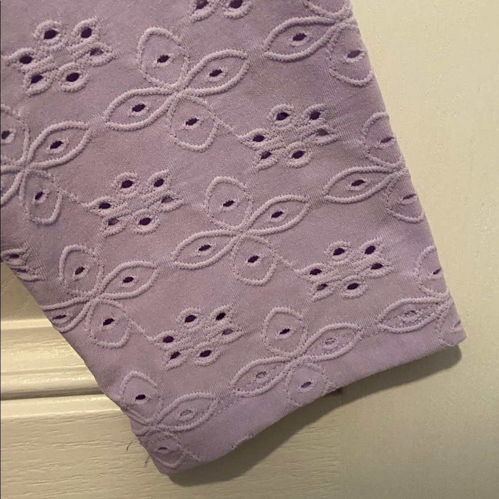LOGO by Lori Goldstein Stretch Eyelet Button Front Cardigan Lavender S New - Picture 9 of 14